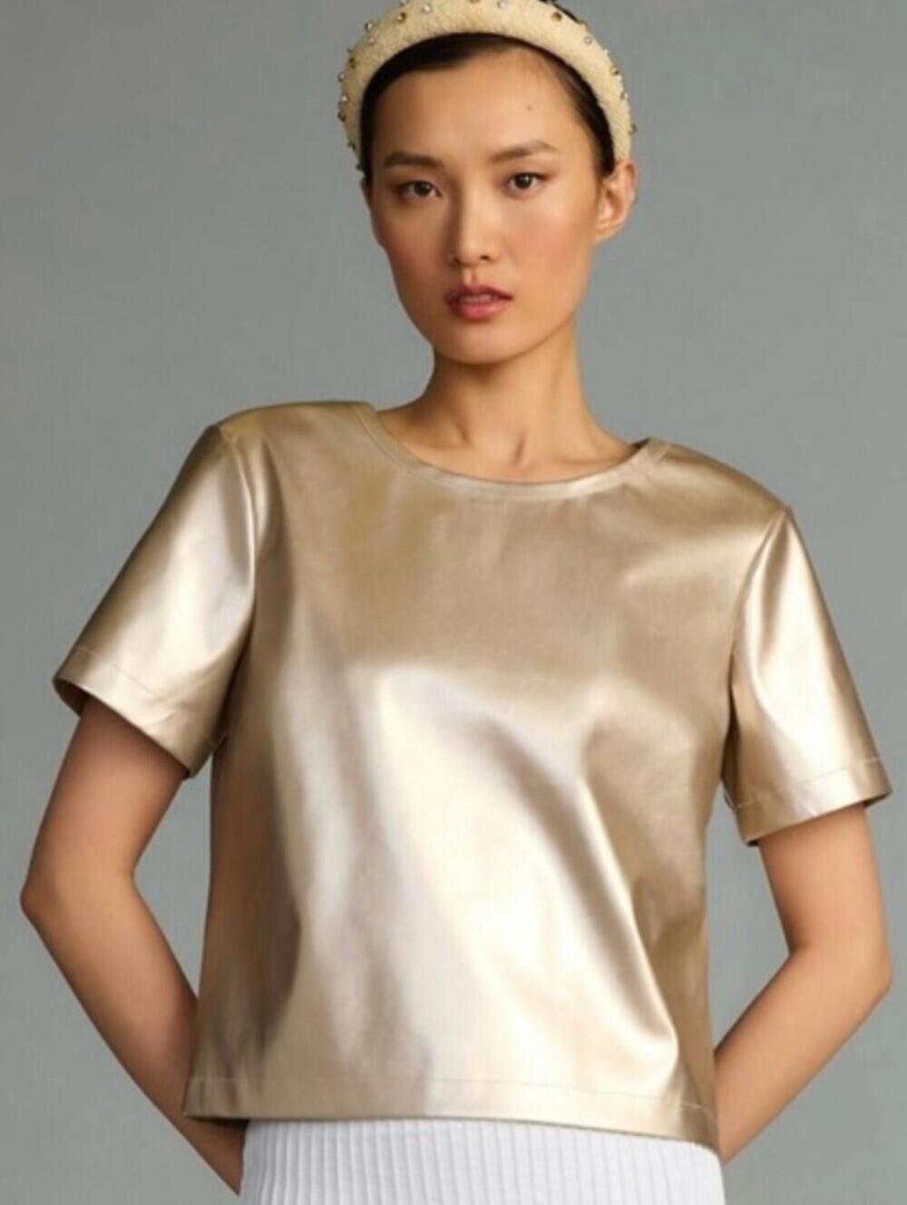 Anthroplogie Porridge Metallic Top
